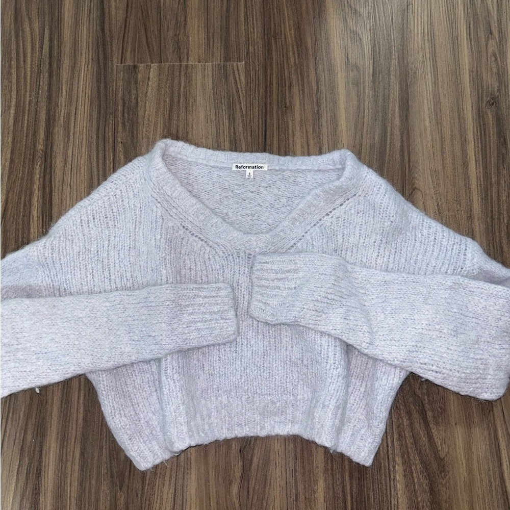 SOLD Reformation Baby blue Alpaca and merino wool cropped sweater